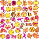 Hotop 48 Pcs Softball Iron on Patches Embroidered Softball Patches Baseball Party Favors Sport Ball Backpacking Sew on Appliques for Hats Jeans Clothes Backpack Cap DIY Crafts Sports Club Team Gifts