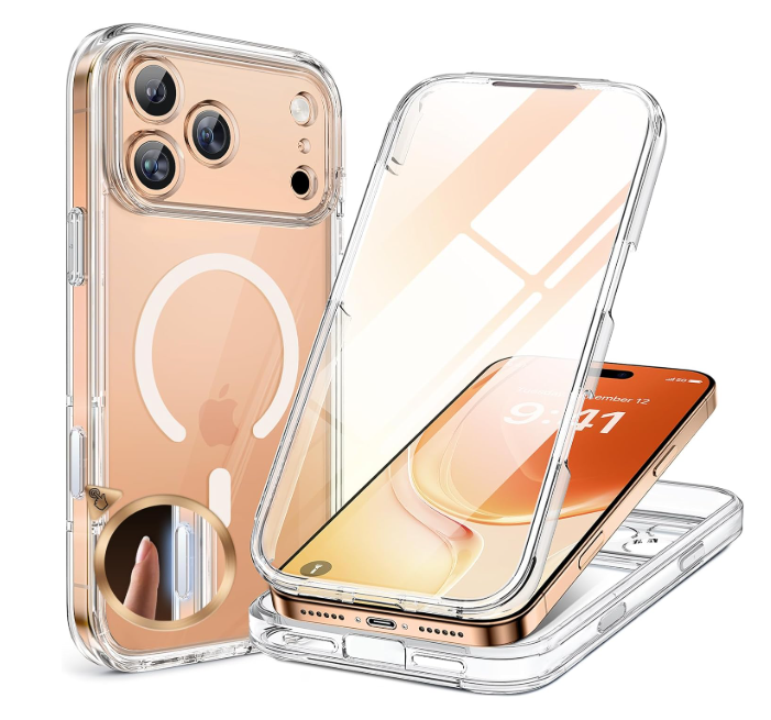 Miracase for iPhone 17 Pro Max Case 6.9" FullBody Phone Case with Builtin Glass Screen Protector& Full Camera Protector,[Magnetic with MagSafe] Drop Proof 17 ProMax Cover, Clear