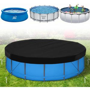 Pool Covers for Round Above Ground Pools, Heavy-Duty Oxford Fabric Swimming Pool Covers, Superior Strength & Durability, UV Protected, Protects from Debris (Black, 16ft)