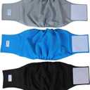 Teamoy Reusable Wrap Diapers for Male Dogs, Washable Puppy Belly Band Pack of 3 (XL, 25"-29" Waist, Black+ Gray+ Lake Blue)