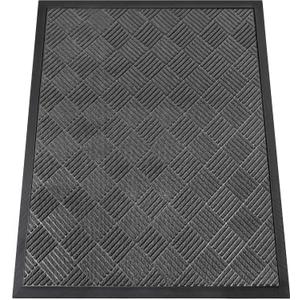 Indoor Outdoor Door Mat, 4’x 3' Doormat for Entryway, Rubber Backing Non Slip Front Door Mat Outside Entrance, Super Absorbent Commercial Floor Mat for Home Office, Gray