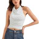 SUUKSESS Women Halter Backless Tank Tops Sexy Cowl Neck Summer Going Out Cami Tops L