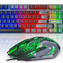 CHONCHOW Gaming Keyboard and Mouse Combo RGB LED Backlit USB Wired Key Board 3200dpi Mice Mechanical Feel Compatible with Xbox one ps5 Windows Laptop Computer(Grey-Black) (1912)