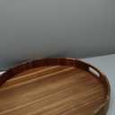 Extra Large Round Ottoman Coffee Table Tray, 22" Big Kitchen Serving Trays for Huge Ottoman Counter Giant Decorative Organizer, Huge Wood Serveware Tray with Built-in Handle for Big Job