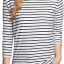 LilyCoco Womens 3/4 Length Sleeve Tops Striped Boatneck Shirt Breton French Cotton Tees, Size: 3XL