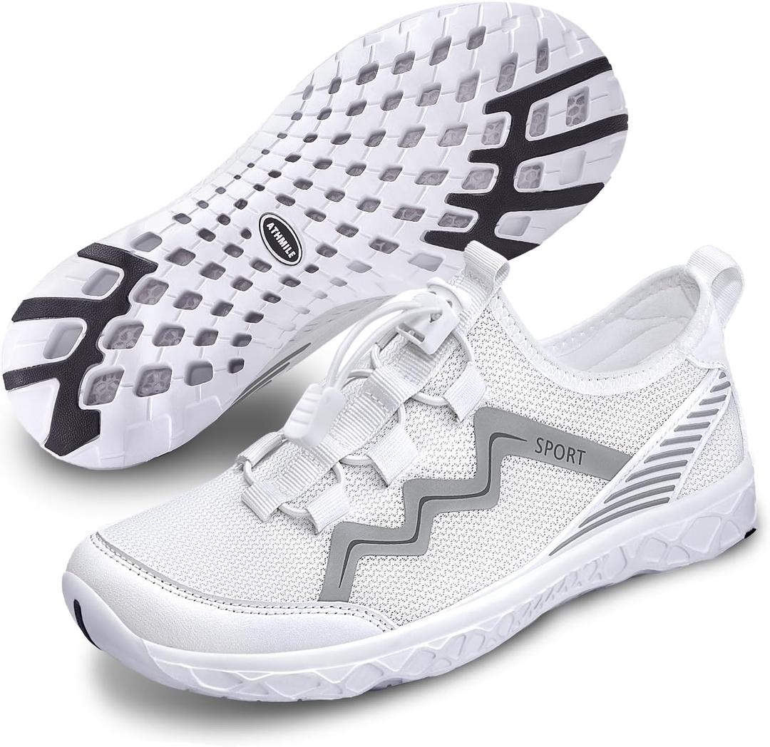 ATHMILE Water Shoes for Women Men Swimming Quick-Dry Adult Barefoot Lightweight Breathable Aqua Shoes for Beach Swim Camping Surf Boat Hiking Kayak