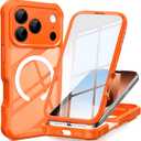 ACCREW Magnetic for iPhone 17 Pro Case with Built-in Sensitive Screen Protector, Full Body Protection, Fit for MagSafe, Camera Protection, Shockproof Dustproof Non Slip Phone Case, Orange