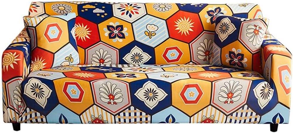 Printed Sofa Cover Stretch Couch Cover Sofa Slipcovers for 3 Seater Cushion Couch with 1 Free Pillow Cases Elastic Universal Furniture Protector(Large/Sofa-3 Seater,10)