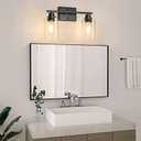 Unicozin 2 Light Bathroom Light Fixtures, Modern Vanity Lights Over Mirror, Black Wall Lamp with Clear Glass for Living Room Cabinet Bedroom Porch