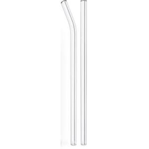2-Pack Reusable Glass Straw, Size 8.5''x10 MM, Including 1 Straight and 1 Bent - Perfect For Smoothies, Tea, Juice