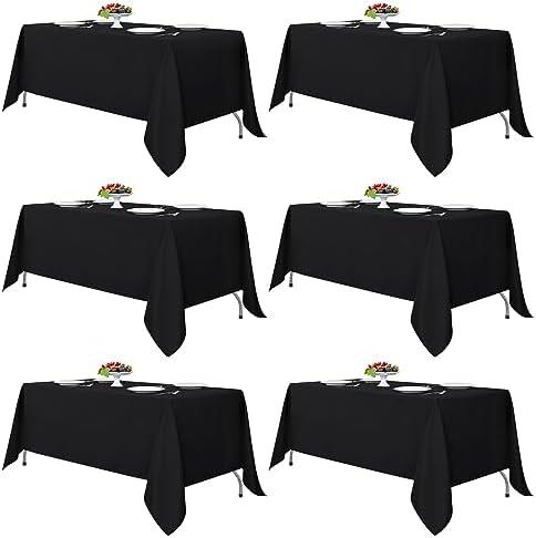 Fitable Black Tablecloths for Rectangle Tables, 6 Pack - 70 x 120 Inches - Reusable and Washable Table Clothes for 6-8 Ft Tables, Polyester Fabric Table Covers for Wedding, Party, Banquet