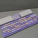 SkyGive Wireless Keyboard and Mouse Combo, Ergonomic Full Size Typewriter Retro Round Keycaps Keyboard, Compatible with Windows, PC, Perfer for Home and Office Keyboards (Purple)