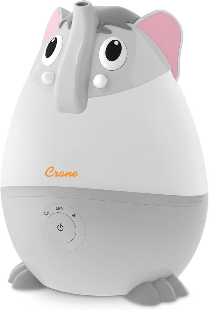 Crane Adorables Ultrasonic Mini Humidifiers for Bedroom and Baby Nursery, 5 Gallon Cool Mist Air Humidifier for Large Room or Kid's Room, Humidifier Filters Optional, Mini Elephant