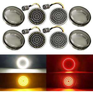 1157 LED Turn Signals 2" Front Rear Bulbs 81 LED Lights Smoke Lens Covers Kit Compatible with Harley Davidson Softail Dyna Sportster Touring Tri Glide 1986-2023