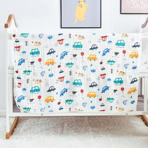 Luxury Muslin Baby Blanket, Cozy Swaddle, 6-Layer Cotton Receiving Blanket for Newborn Infant, 59x43 Inch Lightweight Breathable Crib Blanket, Nursery Stroller Toddler Quilt, Car Family