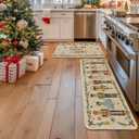 Artoid Mode Watercolor Nutcrackers Merry Christmas Decorative Kitchen Mats Set of 2, Home Party Low-Profile Kitchen Rugs - 24x35 and 24x59 Inch (Beige)