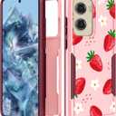 for Moto G Stylus 5G 2024 Case Women - Cute Girls Phone Cover Girly Kawaii Aesthetic Design Strawberry Heavy Duty Protective Shockproof Military Grade for Motorola Moto G Stylus 5G 2024 Cases
