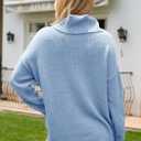 UNCLECAT Women's Oversized Turtleneck Sweaters Winter Long Sleeve Pullover (Blue, M)