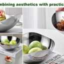 304 Stainless Steel Oval Serving Bowl Salad Fruit Bowl for Kitchen Counter Home Decorative Bowls for Veggies,Candy,Nut,Silver (8", Oval)