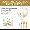 3 x 75PCS White and Gold Paper Plates Napkins Party Supplies, 7Inch Scalloped Gold Dot Paper Dessert Plates and Napkins Set Disposable Birthday Cake PlateTableware for Wedding Valentines Galentines Day