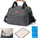 Breastmilk Cooler Bag with Ice Pack Fits 6 Baby Bottles up to 9 Ounce, Wearable Breast Pumps Cooler Bag for Nursing Mom Daycare, Work, Travel- Dark Grey