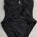 AI'MAGE Women's Tummy Control Swimsuits Ruched Slimming One Piece Bathing Suit V Neck Swimsuit
