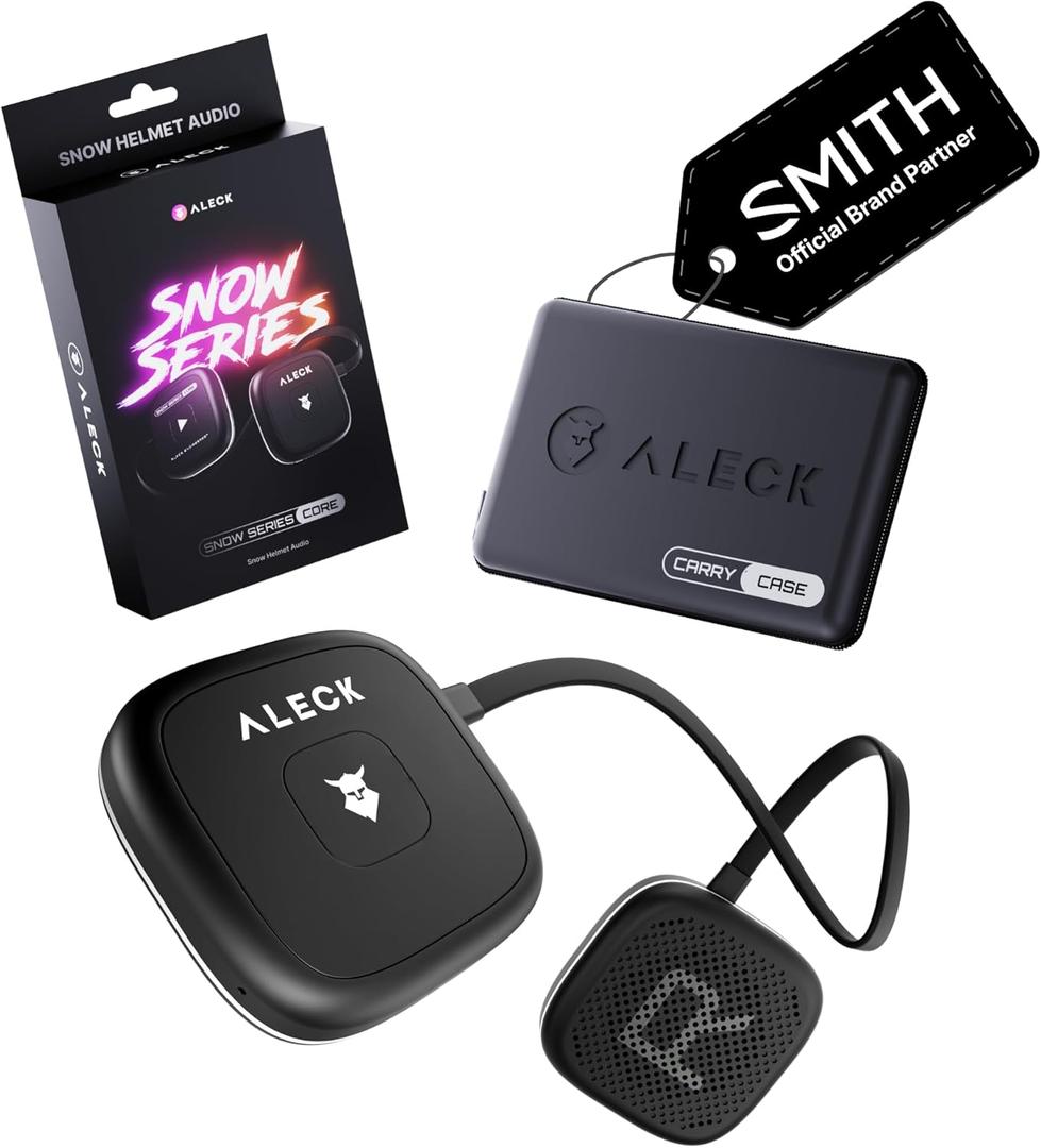 ALECK Snow Series Core Wireless Bluetooth Speakers for Audio-Ready Ski & Snowboard Helmets, Glove Friendly Controls, Hands-Free Mic