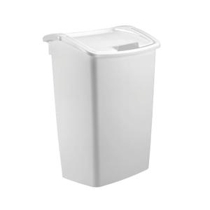 Rubbermaid,White Dual-Action Swing Lid Trash Can, 11.25 Gallon, for Home/Kitchen/Bathroom/Garbage