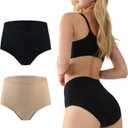 BATTEWA Underwear for Women Leakproof Urine, High Waisted Washable Asorbency Incontinence Underwear Providing 50ml Bladder Leak Protection. (Black-Beige, Medium