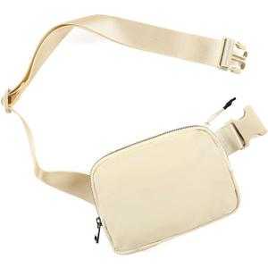 Junipooch Unisex Mini Belt Bag with Adjustable Strap Small Fanny Pack for Workout Running Traveling Hiking, Ivory