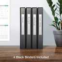 Oxford 3 Ring Binders, 1 inch ONE-Touch Easy Open D Rings, Durable Binders for School and Office, ClearVue, Xtralife Hinge, Non-Stick, PVC-Free, Black, Holds 250 Sheets, 4 PK (79903)