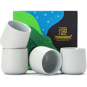 TEANAGOO Japanese Tea Cups, Chinese Tea Cup, 7.2Oz / 205 Ml, Ceramic Tea Cups for Adults, Ceramic Cups no Handles, Japanese Cups, Matcha Cup, Lt.Grey, 3 Pcs/Box, H5