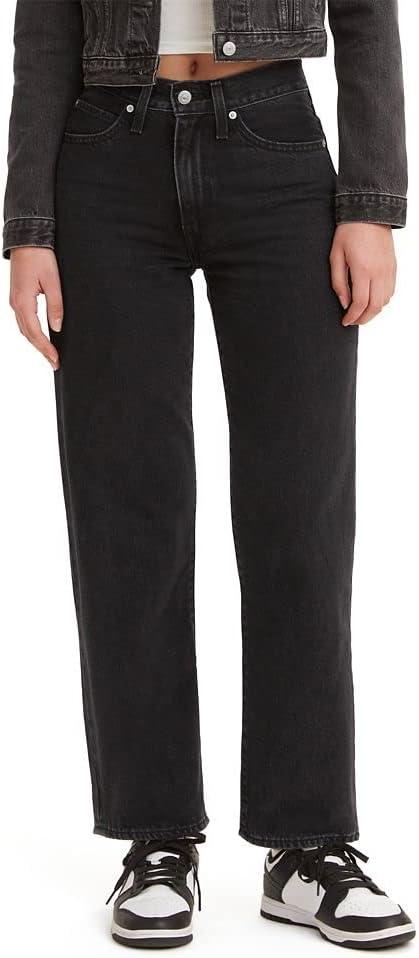 Levi's Women's 94 Baggy Jeans, Standard, 28, Black Stonewash (Non-stretch)