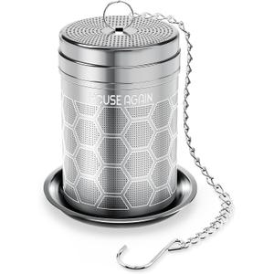 House Again Tea Infusers, Extra Fine Mesh Tea Strainers for Loose Tea, Updated Slim Threaded Lid & 304 Stainless Steel, Filter Bags Diffusers, Loose Leaf Tea Steeper for Brew Tea Spices & Seasonings (Small, Hexagon)