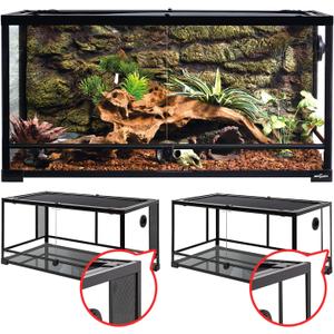 REPTI ZOO 50 Gallon Reptile Glass Tank Terrarium 2 in 1 Side Meshes and Side Glasses Double Hinge Door with Screen Ventilation Tempered Glass 36" x 18" x 17.75"