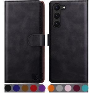 SUANPOT for Samsung Galaxy S23 5G Wallet case with RFID Blocking Credit Card Holder,Flip Book PU Leather Protective Cover Women Men for Samsung S23 Phone case Black