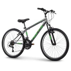 Huffy Stone Mountain Mens 24 Inch Mountain Bike, Charcoal Gloss Frame, 21-Speed Shimano Twist Shifting, Front Suspension, Comfort Saddle | 24", 6-21 Speeds