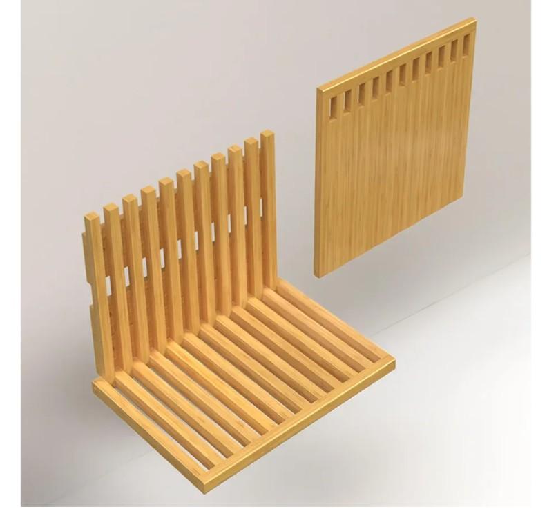 Wall-Mounted Foldable Chair – Bamboo Wood Folding Bench Seat for Bathroom, Shower, Entryway, and Poolside – Space-Saving, Compact Folding Bench, Perfect for Elderly and Mobility Assistance