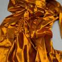 Women's Sexy Button Down Shirts Loose Collar Long Sleeve Ruched Silk Cloth Night Out Club Mini Wrap Dress Drawstring (Medium, Brown)
