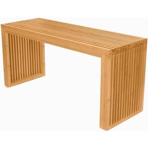 Bamboo Dining Bench, 35 Inch Farmhouse Decor Indoor Kitchen Table Bench with Outdoor & Entryway Functionality (Long, Nature)