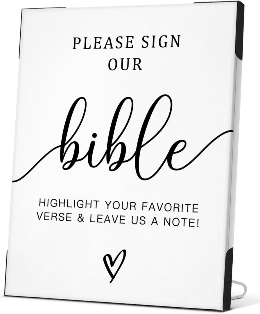 Wedding Signs for Ceremony and Reception, Please Sign Our Bible for Wedding Wooden Sign Party Table Decor