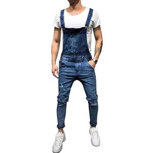 HUNGSON Denim Bib Overalls for Men Slim Fit Jumpsuit with Pockets Fashion Retro (Small, Darkblue)