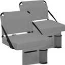 Stadium Seats for Bleachers 2 Pack w/Back Support Bleacher Seat Soft Cushion Light Weight Includes Shoulder Strap & Cup Holder, Front & Back Zipper Pocket, Suitable for Sports Events,Grey