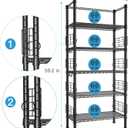 FUTASSI Metal Storage Rack, Storage Organizer Shelves for Kitchen, Bathroom, Living Room, Balcony and Garage, 5 Tiers Narrow Bookshelf, 21.2" W x 9.4" D x 59.2" H, Load 400lbs, Black