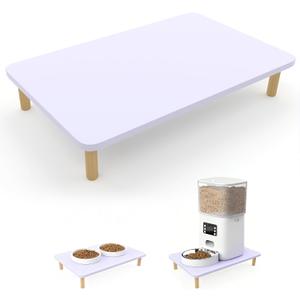 Wooden Elevated Cat Food Stand – Raised Pet Feeding Table for Cats and Dogs, Compatible with Most Bowls & Automatic Feeders, Solid Wood Pet Food Platform L(15.7 * 9.5in