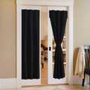NICETOWN Black Blackout Short Curtains for French Door, Sidelight Door Portable Adjustable Thermal Insulated Curtains for Front Back Kitchen, 26" Wide x 72" Long, 1 Panel