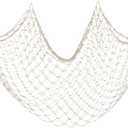 Decorative Fishing Net 80x40 Inch,Patioland Large Beige Picture Fish Net, Wall Photo Hanging Fishnet for Nautical Mermaid Pirate Ocean Themed Hawaii Beach Under The Sea Party Decorations (1PCS)