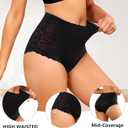 LEVAO High Waist Lace Underwear for Women Sexy Breathable Soft Briefs 4 Pack (L)