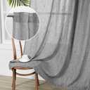 MYSKY HOME Long Sheer Curtains Farmhouse, Sliding Door Curtain for Living Room Light Filtering Privacy Protect Soft Cotton Blend Back Tab Window Drapes Boho, 50" x 108", Dark Grey, 2 Panels