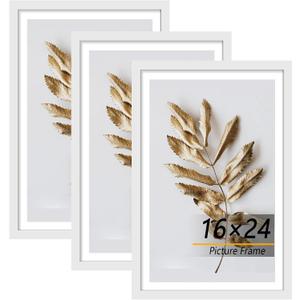 16x24 Picture Frame White 3 Pcs set can Display on the Wall, 16x24 in-3Pack